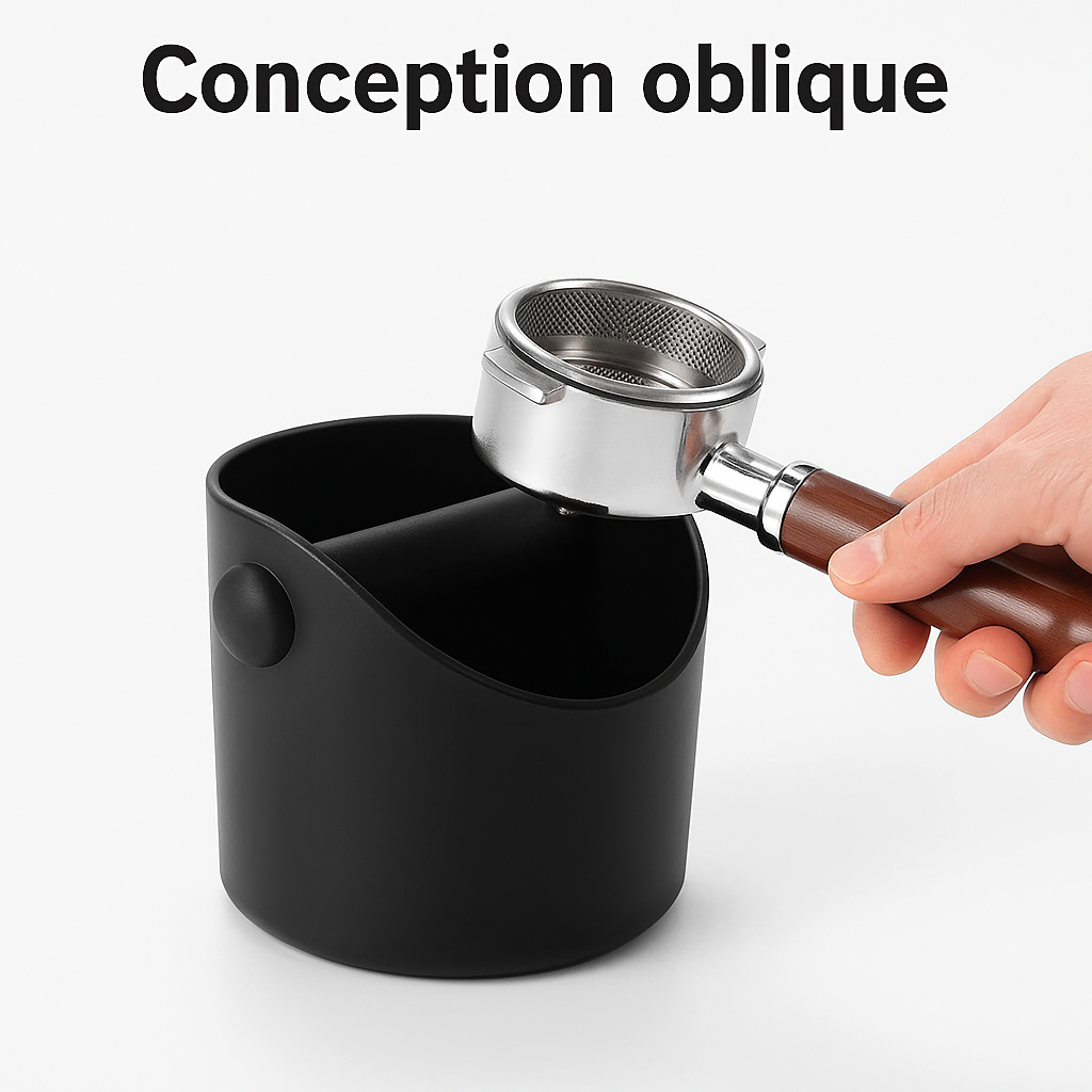 Boîte à café – Bac à déversement antidérapant pour expresso, avec barre de frappe amovible pour résidus de café.
