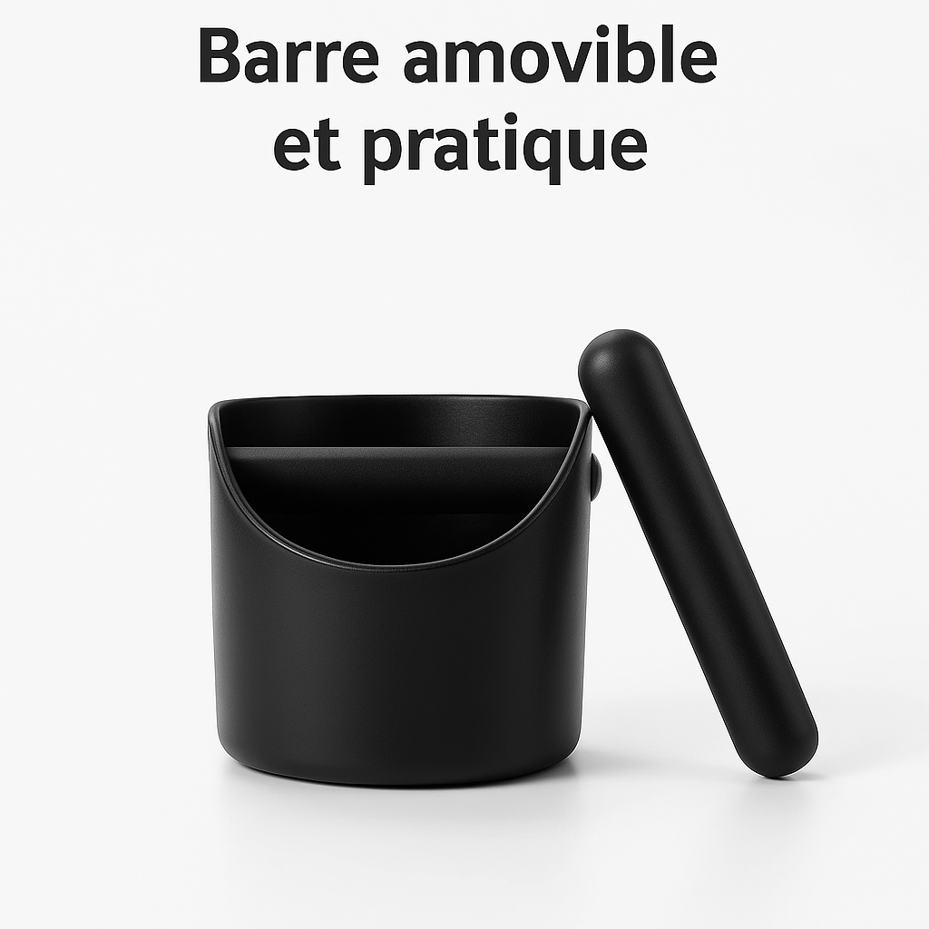 Boîte à café – Bac à déversement antidérapant pour expresso, avec barre de frappe amovible pour résidus de café.