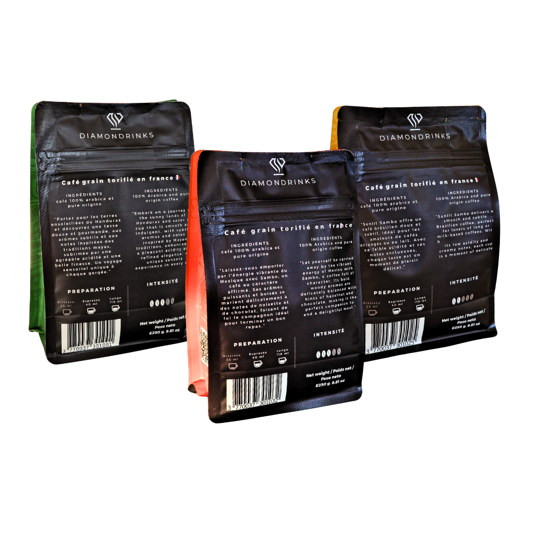 Les Trésors d'Amérique Latine - 3x250g de café grain, torréfaction artisanale Francaise