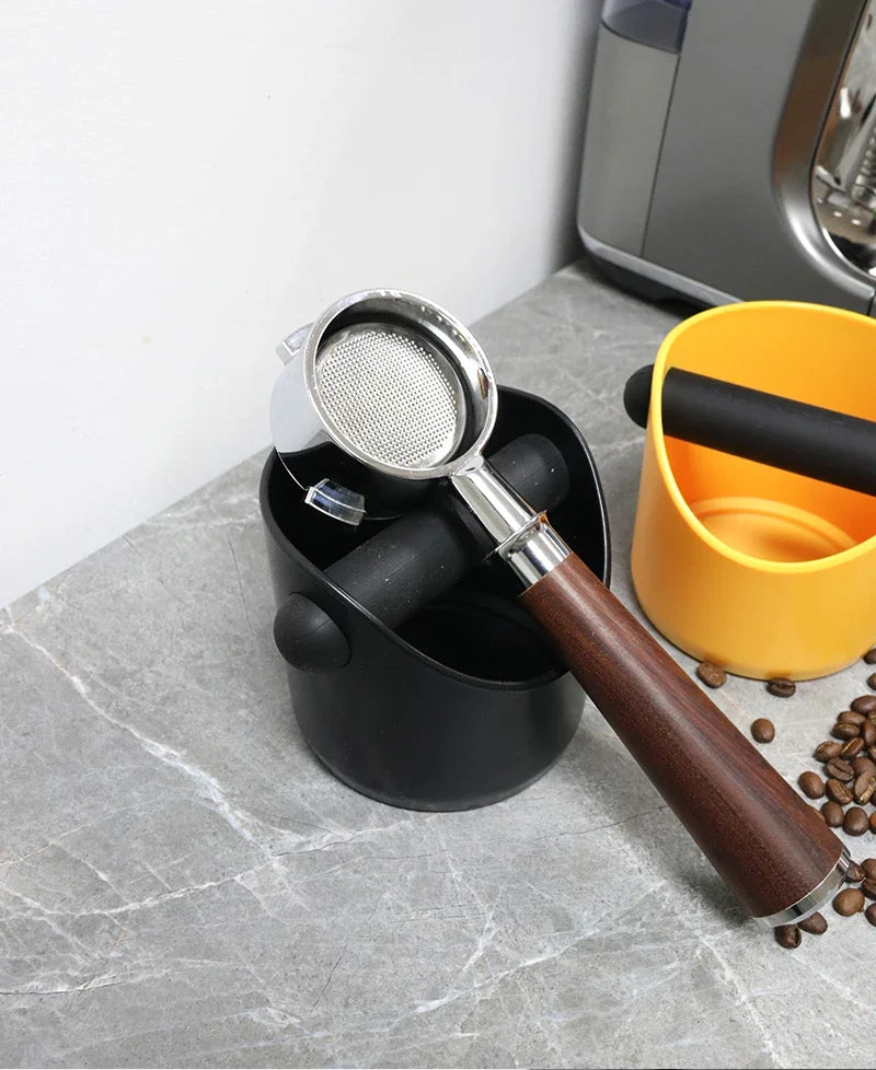 Boîte à café – Bac à déversement antidérapant pour expresso, avec barre de frappe amovible pour résidus de café.