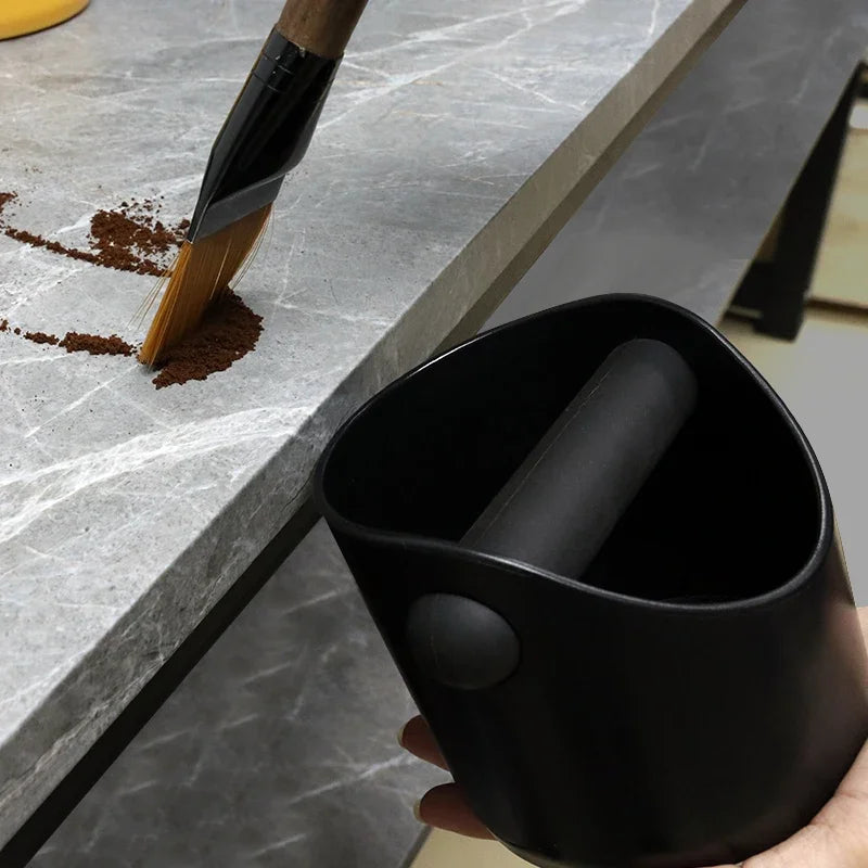 Boîte à café – Bac à déversement antidérapant pour expresso, avec barre de frappe amovible pour résidus de café.