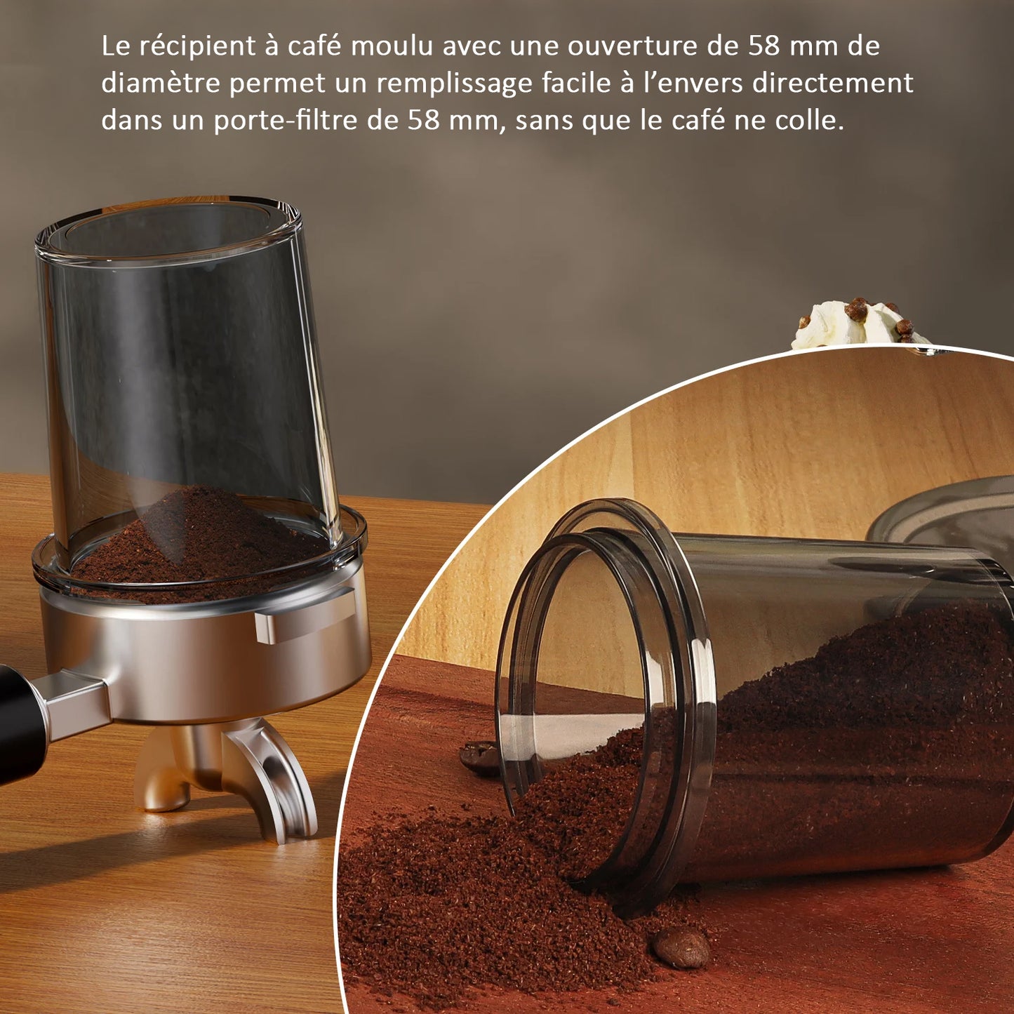 Moulin à café BioloMix électrique, meules coniques, 48 réglages, idéal espresso.